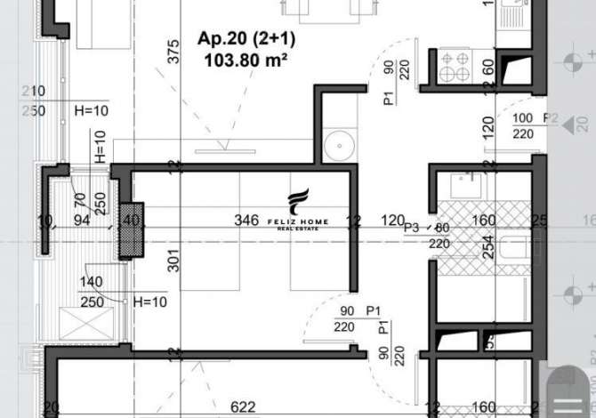 SHITET APARTAMENT 2+1 FUSHA  AVIACIONIT 156.000 EURO Shitet apartament 
•2+1+2
•siperfaqe totale 104m2
•kati 4 
•pallat i