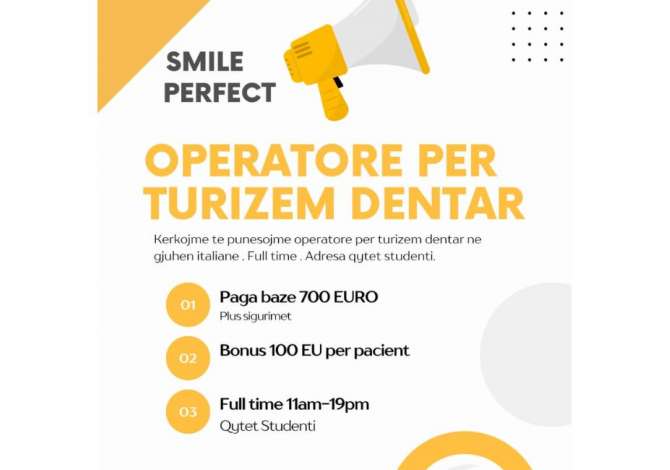 Smile Perfect kerkon  operatore per turizem dentar ne gjuhen italiane.