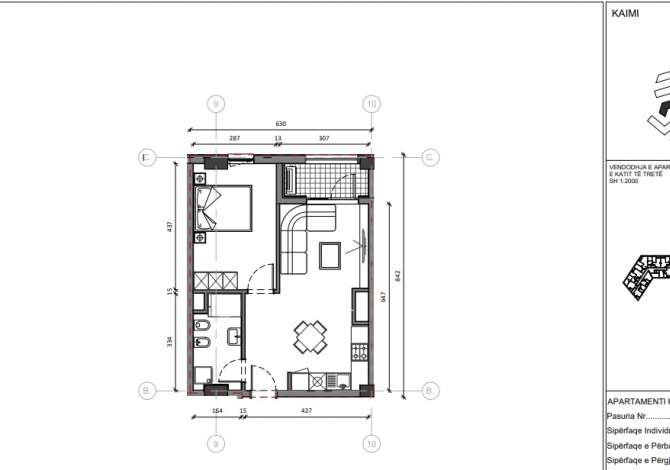  Shitet Apartament 1+1 me siperfaqe 60.9m2 ne katin 3 ne Rezidencen Kaimi vazhdim
