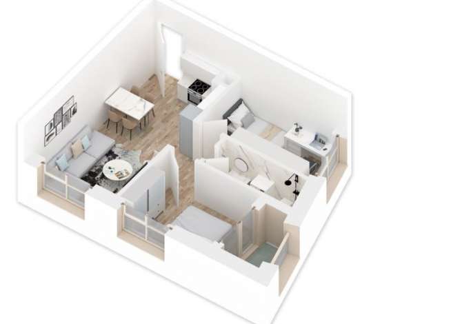  Apartament 2+1, me sipërfaqe 65  m2, me orientim jug perendim ne kompleksin Man