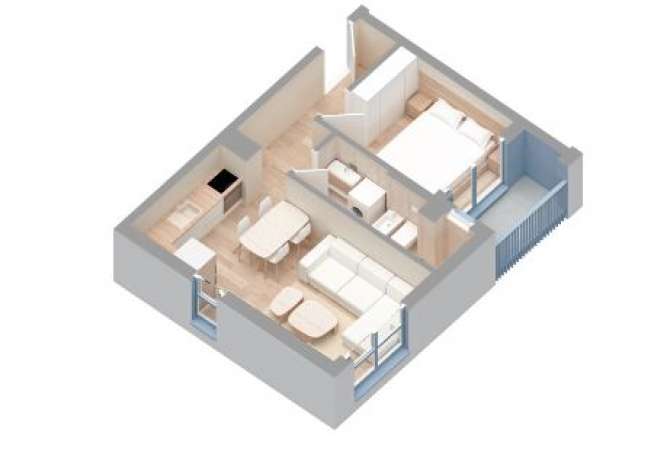  Apartament 1+1, me sipërfaqe 57,4 m2, me orientim veri lindje ne Rezidencen OxA